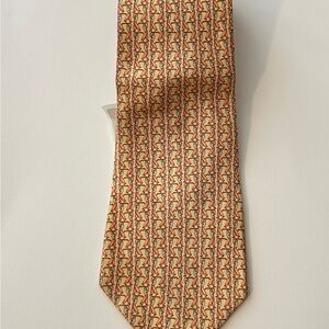 Salvatore Ferragamo Golf Player Orange Italy Mens Silk Tie 57” X 3.75”